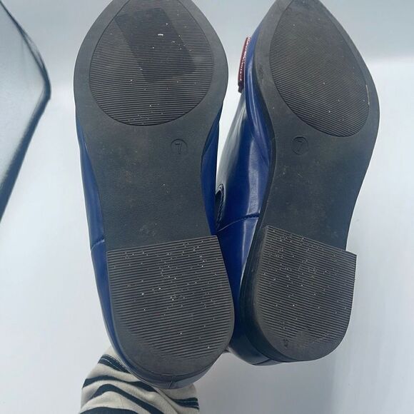 Beau+Ashe Women's Chelsea Boots Slip On Shoes Red Bow Almond Toe Blue Size 7 - Picture 4 of 12